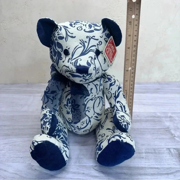 Gund Marabella 320562 Blue Corduroy Paisly Bear Stuffed Animal Toy with tag - Picture 12 of 13